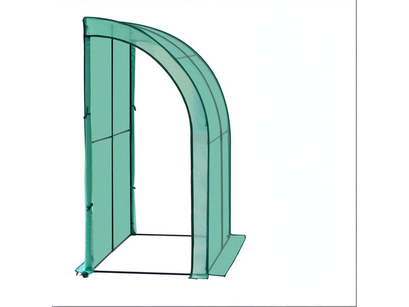  Serre de jardin adossée 100x200x210 cm – verte – 2 portes ouvrantes, bâche pe renforcée 140 gm² incluse  - Conforama A