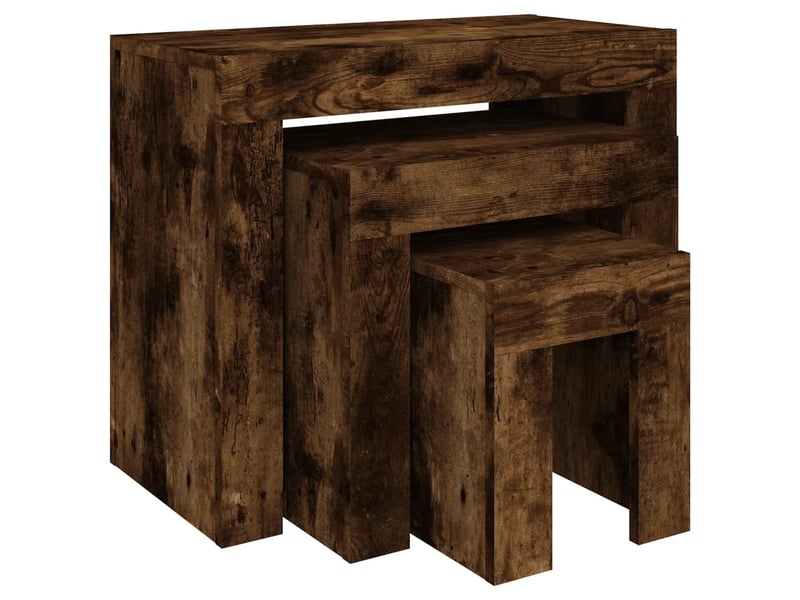  Tables basses gigognes 3 pcs | table de salon chêne fumé bois d'ingénierie shl7482  - Conforama A