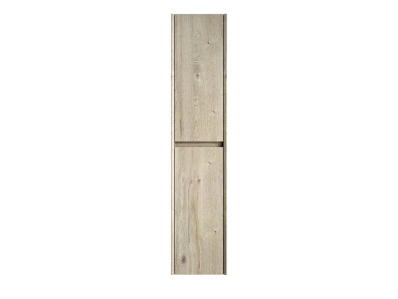  Meuble de salle de bain haut - colonne avec 2 portes et étagère réglable - grain de bois de chêne crème - 140cm blanc - Conforama C