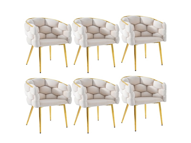 Lot de 6 chaises 44x41x74 cm velours et dossier doré beige - Conforama A