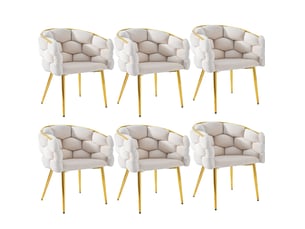 Lot de 6 chaises 44x41x74 cm velours et dossier doré beige