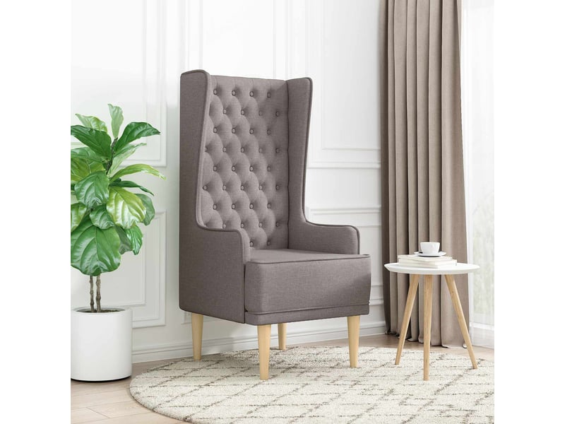  Vidaxl chaise à dossier haut avec boutons capitonnés taupe tissu  - Conforama B
