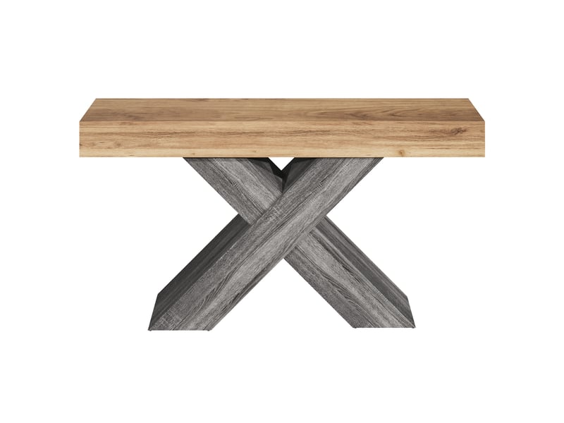  Table console bois naturel 140 cm, console étroite pour entrée avec pieds en x, table d'appoint robuste pour salon  - Conforama R