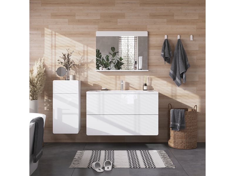  Vicco meubles bain, blanc haute brillanceblanc, 4 pièces  - Conforama C