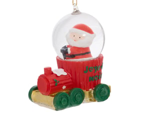 Suspension de sapin boule à neige père noël en résine d. 8 cm