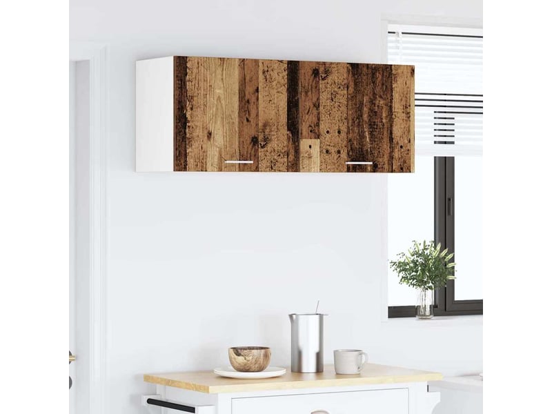  Meuble de rangement cuisine, armoire suspendue bois ancien et blanc 50x31x40cm  - Conforama D