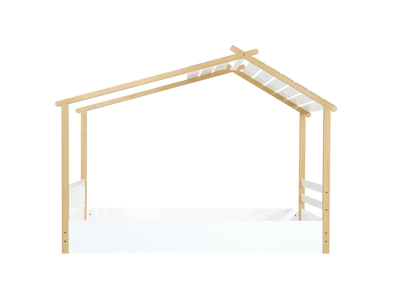  Lit enfant 90x190 cm en bois avec sommier blanc et naturel chicfurn  - Conforama A