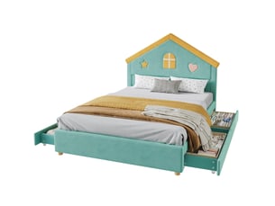 Lit cabane 140x200 cm <strong>HAUSS SPOLE</strong> <strong></strong> coloris vert