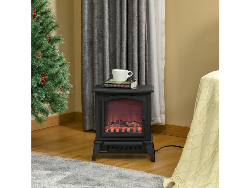 Poêle électrique 36,5x24x45,5 cm effet flamme led noir  - Conforama B