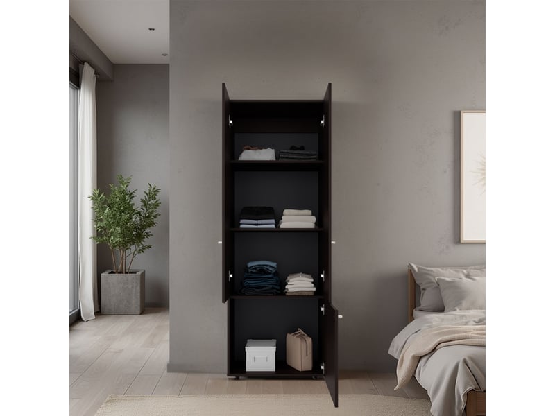  Armoire de 170 cm avec 3 portes et 3 étagères, noyer  - Conforama B