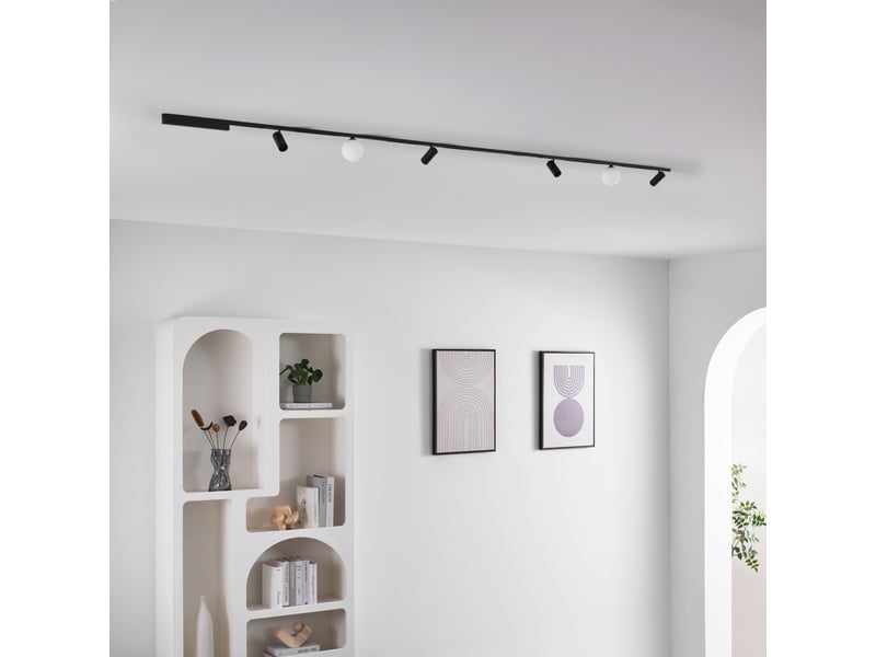 Rail magnétique 3 m noir 1 profilé 4 spots et 2 boules en verre 32w led - lyne Lyne - Conforama E