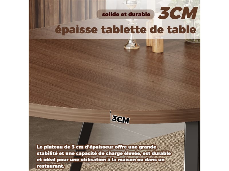  Table à manger extensible 100140 x 100 cm, 4 à 6 personnes, coloris noyer Jamama eleni - Conforama E