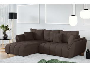 Canapé d'angle réversible convertible <strong>AX LIVING </strong> <strong>Verciani</strong> 4 places Velours marron avec coffre de rangement