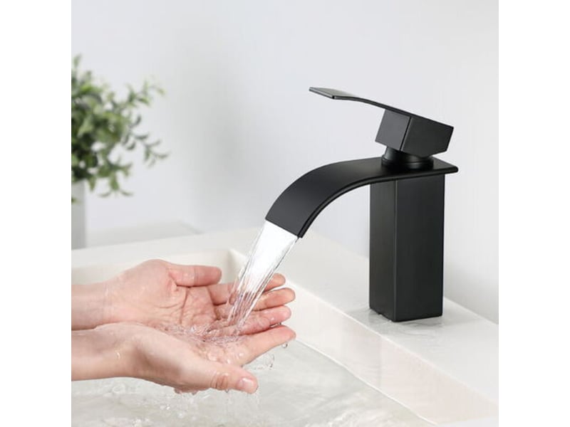  Ulisem noir robinet de lavabo en cascade mitigeur en laiton pour salle de bain design moderne PB382843 - Conforama E