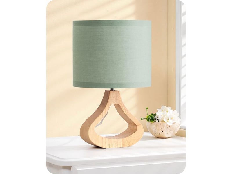  Lampe a poser t24019 vert amande chene clair abat-jour lin led 2700k 370618_AACFQ88114_6_DROPFR - Conforama A