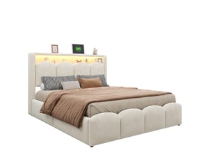 Lit coffre 140x200 cm WISHDOR coloris beige