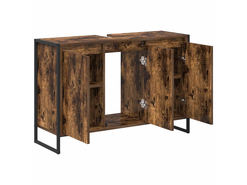  Cabinet de salle de bain, meuble de rangement chêne fumé 90x30x60 cm  - Conforama E