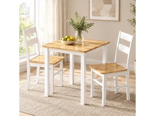 Lot de 2 chaises de cuisine 40x50,5x88,5 cm dossier à barreaux arrondi, bois blanc et chêne clair