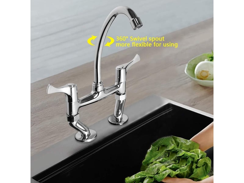  Robinet mitigeur d'évier double poignées de cuisine  - Conforama D