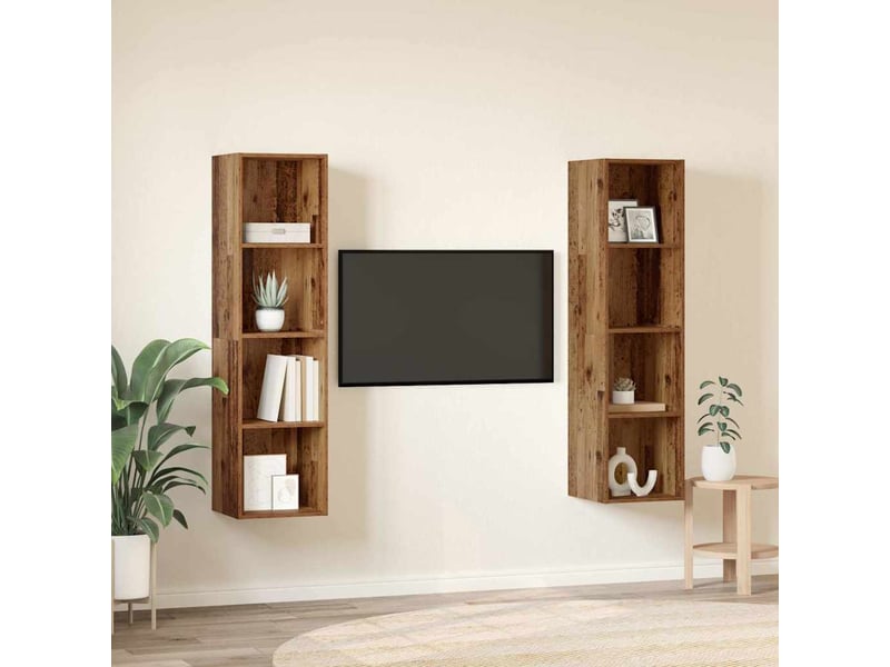  Ensemble meuble tv - banc tv - meuble de rangement 2 pcs marron bois d'ingénierie  - Conforama D