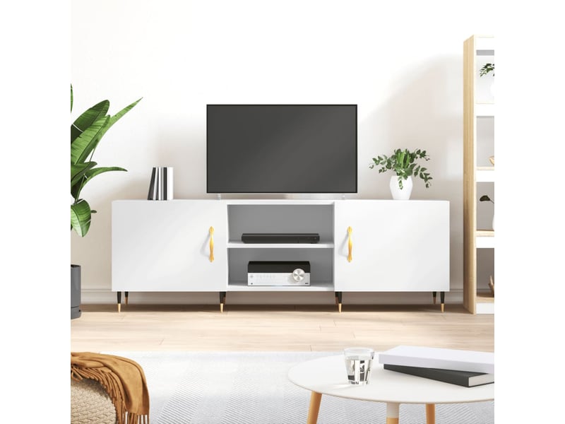  Meuble tv - banc tv - meuble de rangement blanc 150x30x50 cm bois d'ingénierie  - Conforama B