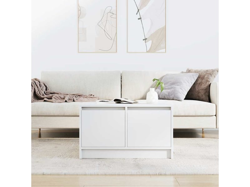  Table basse - table de salon - table à thé avec tiroirs blanc 70,5x70x40 cm  - Conforama C