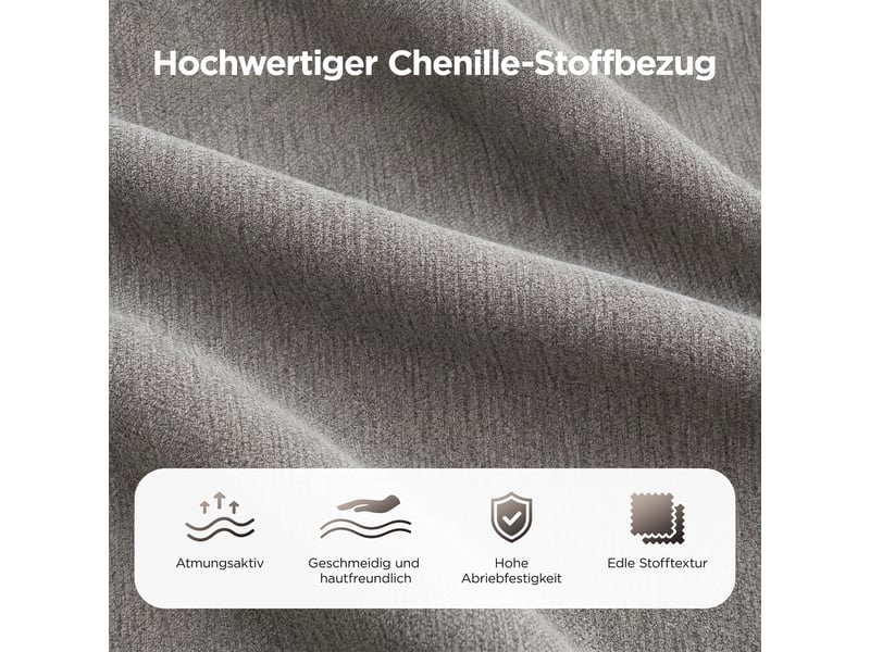  Canapé d'angle en l moderne, canapé 3 places gris avec méridienne 144cm, revêtement en tissu chenille résistant et mousse haute densité.  - Conforama R