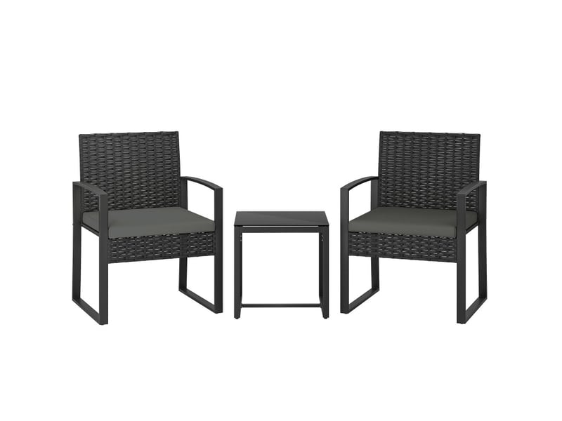  Ensemble de jardin 3 pièces 55x58x76 cm avec coussins amovibles métal gris foncé  - Conforama A