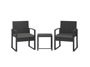 Ensemble de jardin 3 pièces 55x58x76 cm avec coussins amovibles métal gris foncé