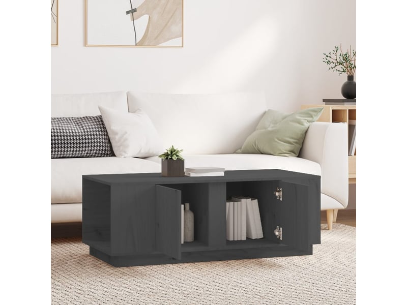  Table basse | table de salon gris 110x50x40 cm bois massif de pin shl3844  - Conforama C