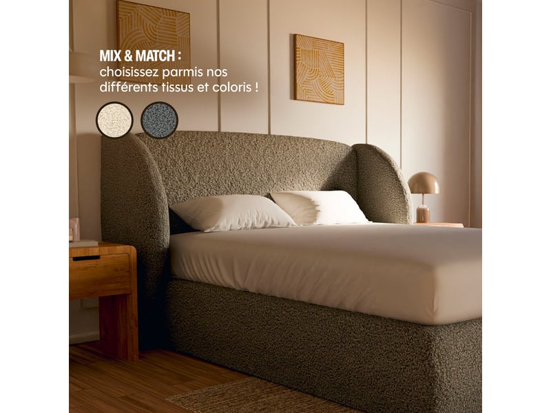  Lit design plénitude drimz - 180x200cm tissu bouclé Plénitude - Conforama D