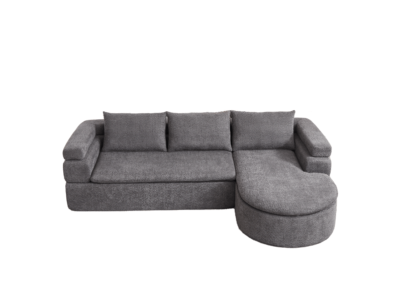  Canapé d'angle 3 places avec méridienne, accoudoirs à paliers et coussins épais, en tissu anthracite 260 × 170 × 65 cm  - Conforama A