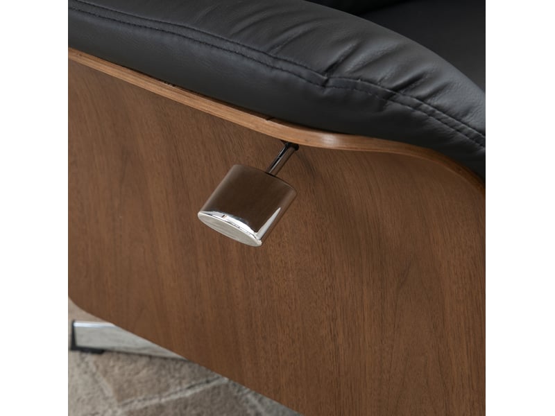  Fauteuil relax inclinable pivotant avec repose-pieds, simili cuir noir, charge maximale 150 kg  - Conforama E