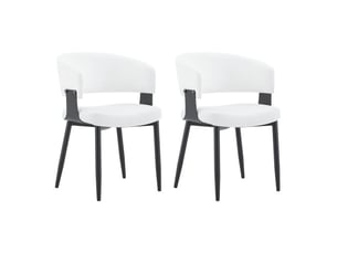 Chaises de salle à manger mid-century modern – lot de 2, fauteuils tonneau rétro en similicuir à dossier motif