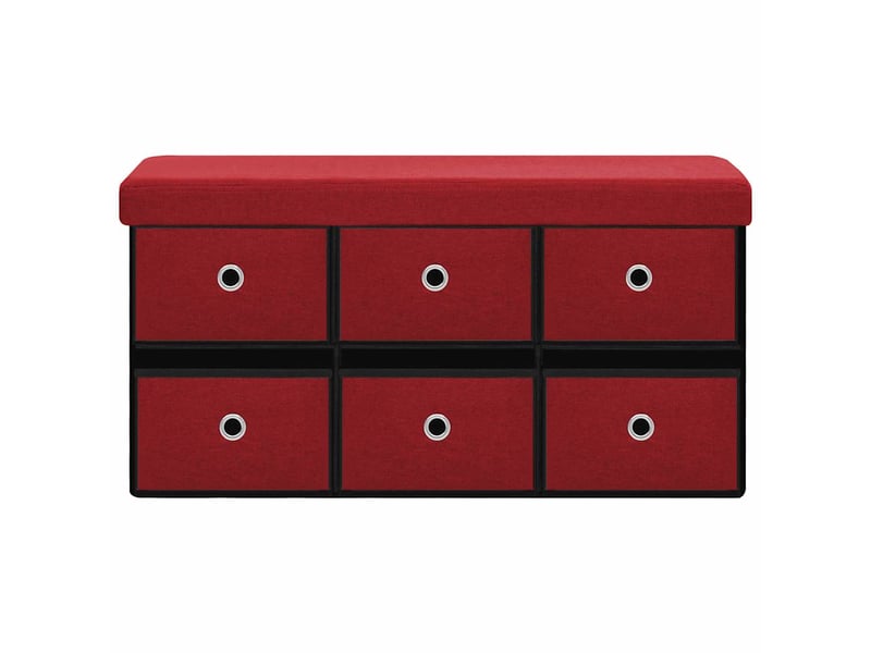  Banc chambre, banc de rangement pliable bordeaux 76x38x38 cm faux lin  - Conforama C