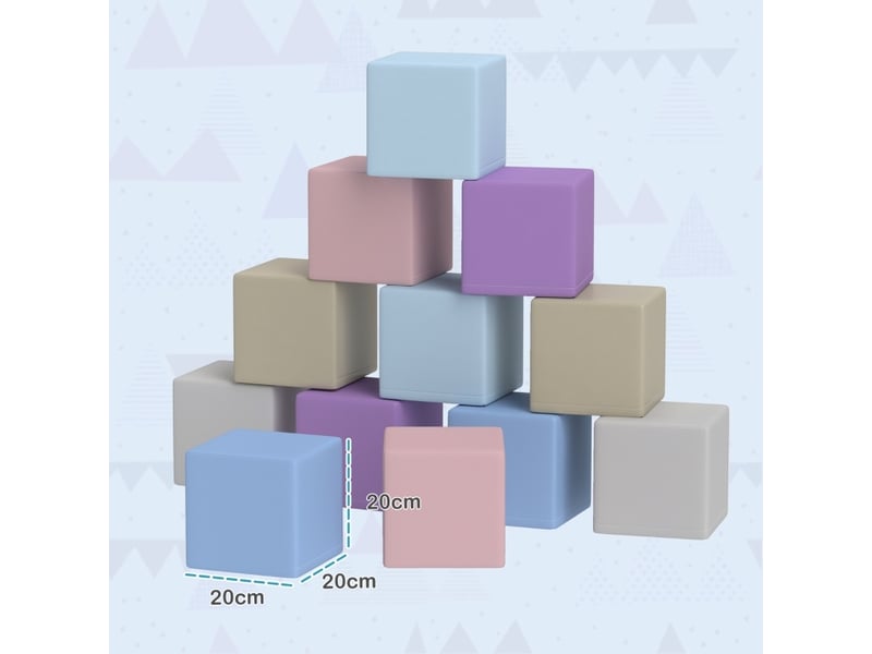  Set de 12 blocs souples 20 x 20 x 20 cm multicolore en simili cuir, jeu de construction pour enfants  - Conforama C