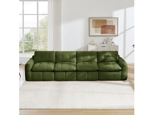 Canapé modulable 334x97x68 cm 4 places en chenille vert