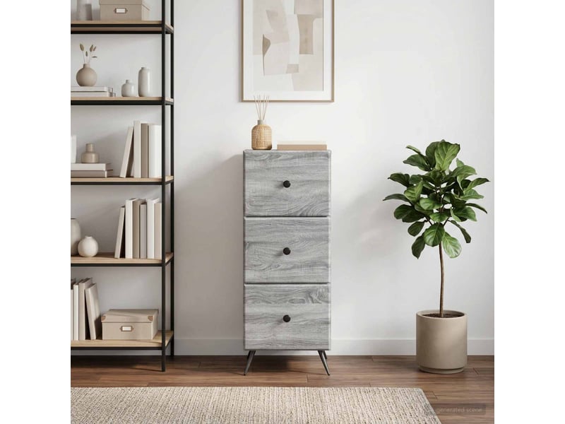 Armoire de rangement bureau, armoire à tiroirs sonoma gris 33 x 34,5 x 90 cm shl2523 - Conforama D