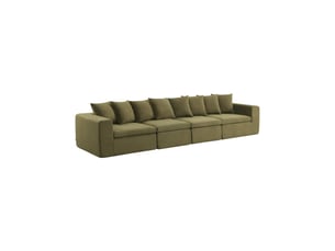 Canapé droit fixe 5 places Tissu vert
