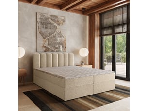 Lit avec rangement 180x200 cm <strong>MASSENO</strong>  <strong></strong> coloris beige
