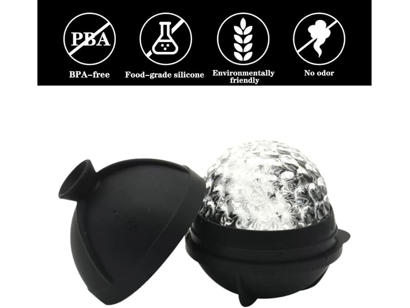  Lot de 4 moules à glaçons en silicone, bacs à glaçons avec couvercle entonnoir, grands moules à glaçons réutilisables pour whisky, cocktails, bière  - Conforama E