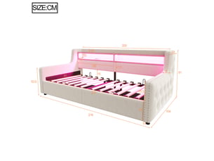 Lit simple 90x200 cm coloris beige