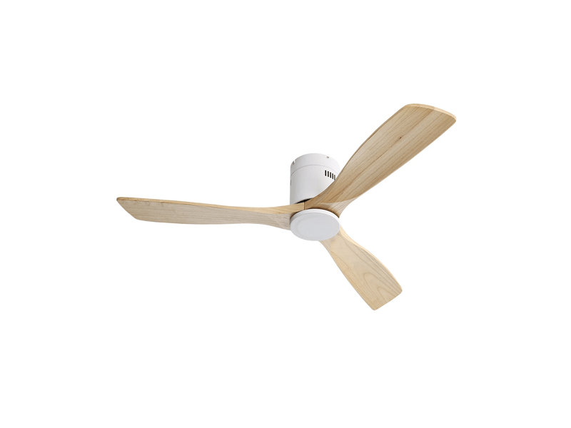  Ventilateur de plafond sans lumière 132 cm, 3 pales bois massif, moteur dc silencieux, télécommande, 6 vitesses, minuterie  - Conforama R