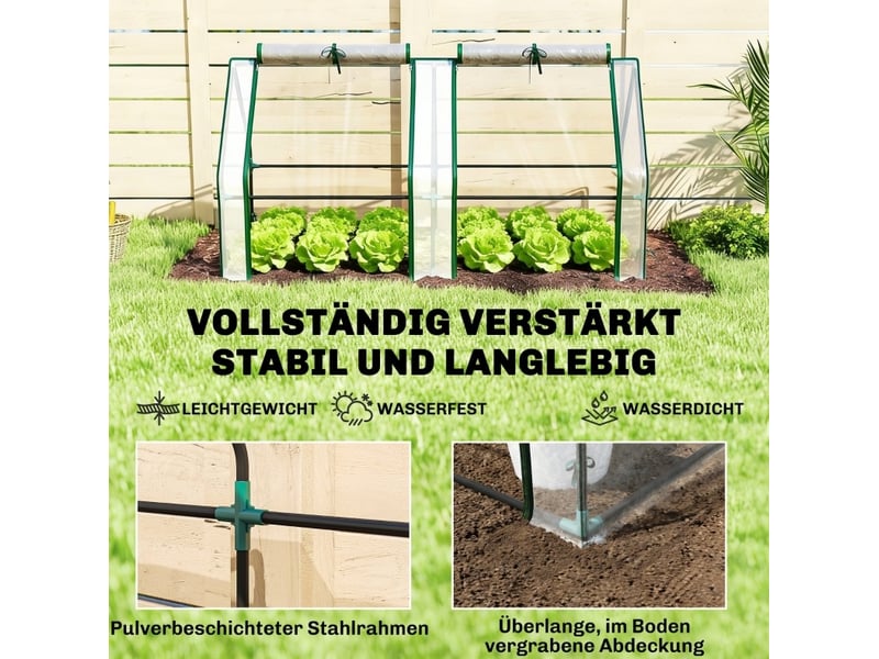  Serre de jardin portable 180x90x90 cm – transparente – structure en acier et 2 portes enroulables à fermeture éclair  - Conforama D