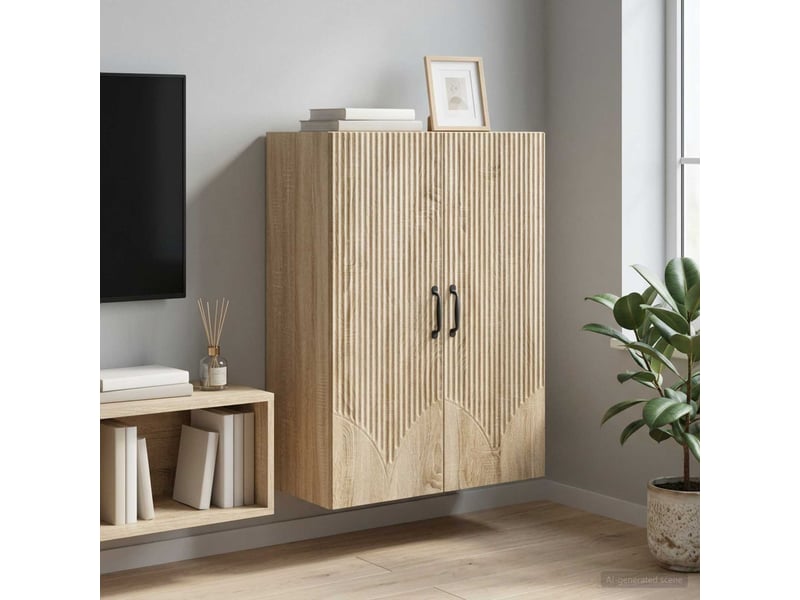  Armoire murale salon 66x34,5x90cm bois d'ingénierie chêne sonoma shl6209  - Conforama B