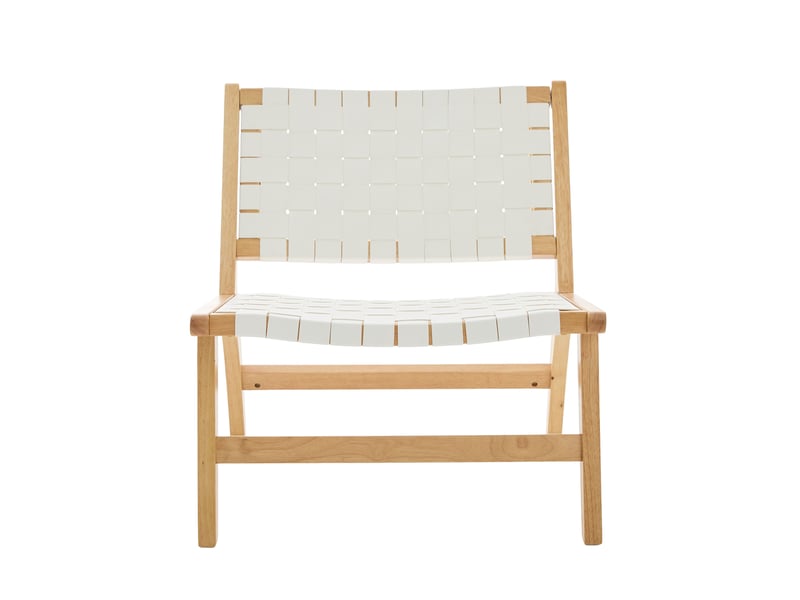  Fauteuil de détente sans accoudoirs 71x66x72 cm en pu tressé blanc  - Conforama D