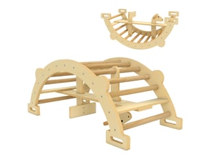 Arche d’escalade montessori 2 en 1 en bois, pour enfants 2-4 ans, 110x52x45 cm, naturel