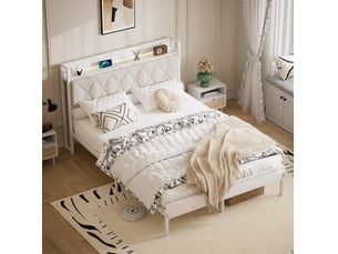 Lit 2 places 140x190 cm <strong>WISHDOR</strong>  <strong></strong> coloris blanc