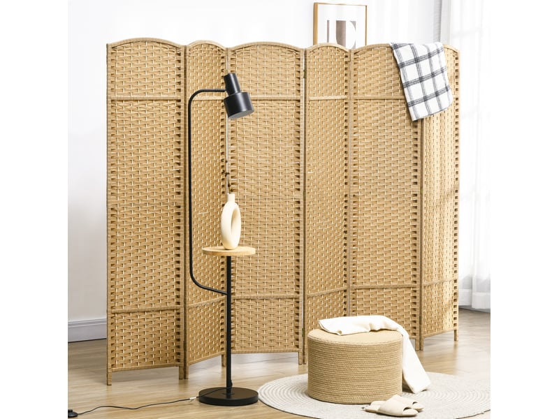 Paravent pliable 6 panneaux 240 x 170 cm – naturel – séparation d'espace intérieure à motif tissé élégant  - Conforama B