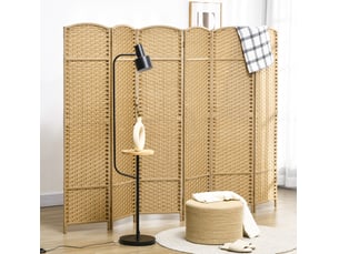 Paravent pliable 6 panneaux 240 x 170 cm – naturel – séparation d'espace intérieure à motif tissé élégant
